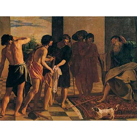 Josephs Bloody Coat Brought To Jacob Black Modern Wood Framed Art Print with Double Matting by Velazquez, Diego