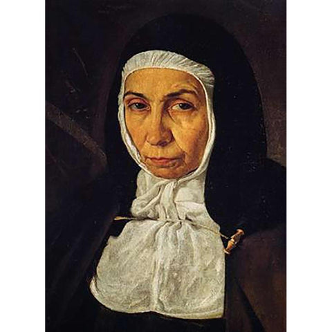 Mother Jeronima De La Fuente White Modern Wood Framed Art Print by Velazquez, Diego