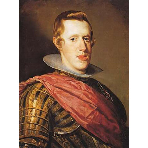 Philip IV In Armour White Modern Wood Framed Art Print by Velazquez, Diego