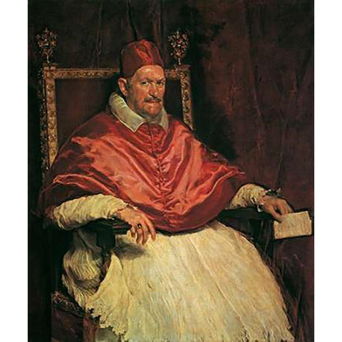 Pope Innocent X Gold Ornate Wood Framed Art Print with Double Matting by Velazquez, Diego