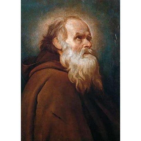 Saint Anthony Abbot White Modern Wood Framed Art Print by Velazquez, Diego