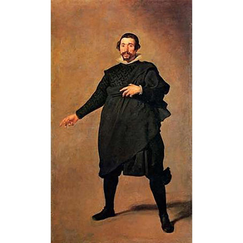 The Buffoon Pablo De Valladolid White Modern Wood Framed Art Print by Velazquez, Diego