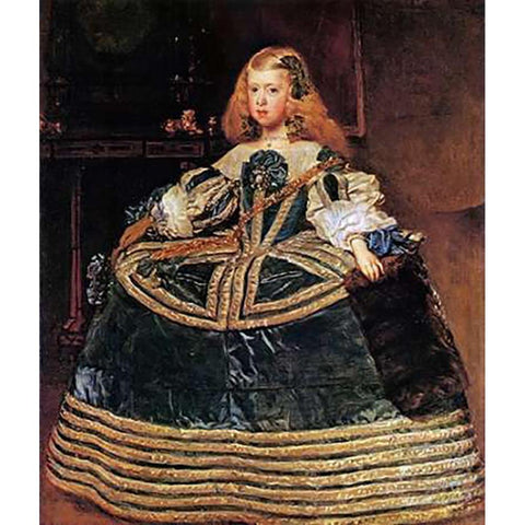 The Infanta Margarita In A Blue Dress White Modern Wood Framed Art Print by Velazquez, Diego