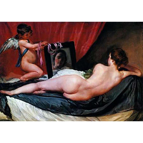 The Toilet Of Venus White Modern Wood Framed Art Print by Velazquez, Diego