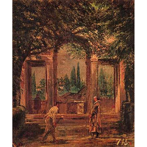 View Of The Gardens Of The Villa Medici Rome Black Modern Wood Framed Art Print with Double Matting by Velazquez, Diego