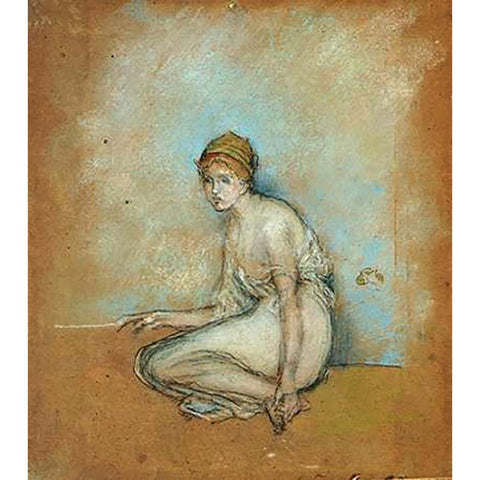 A Seated Figure 1870 Black Modern Wood Framed Art Print by Whistler, James McNeill