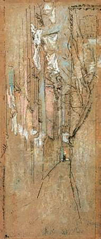 A Street In Venice 1880 Black Ornate Wood Framed Art Print with Double Matting by Whistler, James McNeill