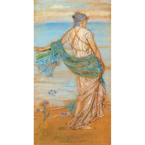 Annabel Lee Niobe 1890 Gold Ornate Wood Framed Art Print with Double Matting by Whistler, James McNeill