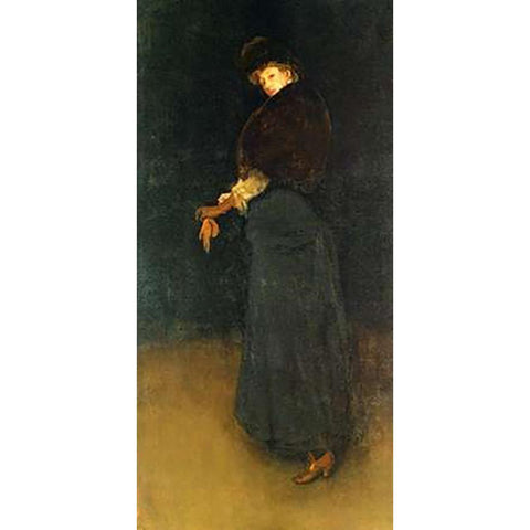 Arrangement In Black La Dame Au Brodequin Jaune 1882 Gold Ornate Wood Framed Art Print with Double Matting by Whistler, James McNeill