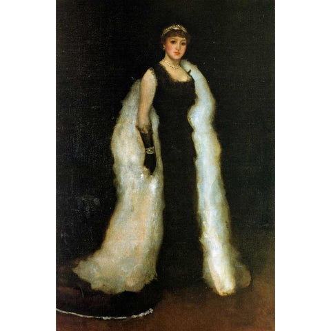 Arrangement In Black Lady Meux 1881 Gold Ornate Wood Framed Art Print with Double Matting by Whistler, James McNeill