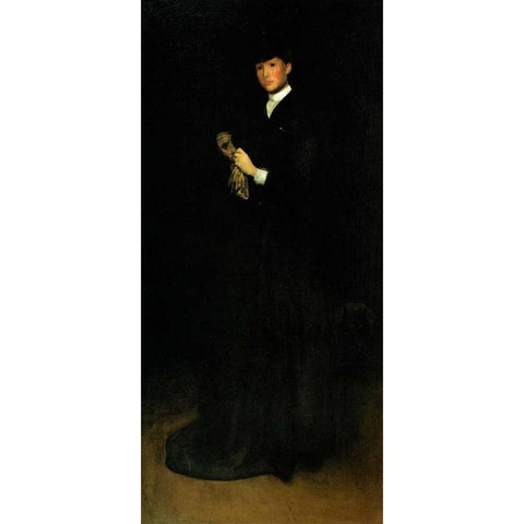 Arrangement In Black Portrait Of Mrs Cassatt 1883 Black Modern Wood Framed Art Print with Double Matting by Whistler, James McNeill