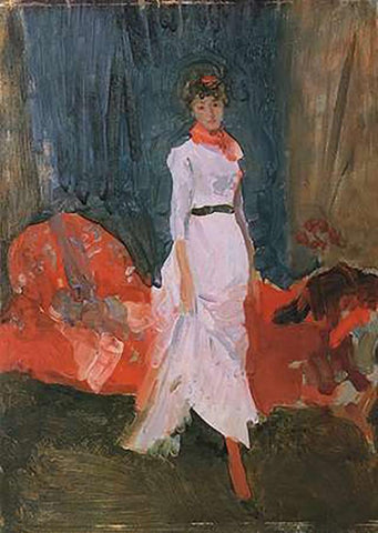 Arrangement In Pink Red And Purple 1883 Black Ornate Wood Framed Art Print with Double Matting by Whistler, James McNeill