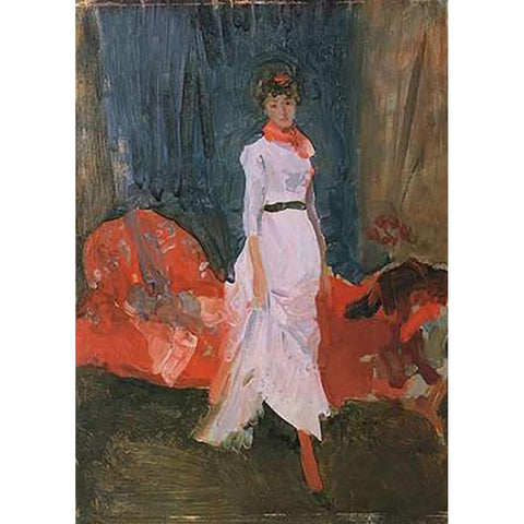 Arrangement In Pink Red And Purple 1883 Gold Ornate Wood Framed Art Print with Double Matting by Whistler, James McNeill