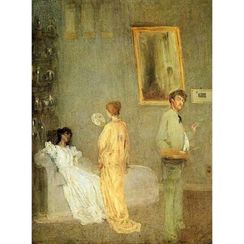 Artist In His Studio Gold Ornate Wood Framed Art Print with Double Matting by Whistler, James McNeill