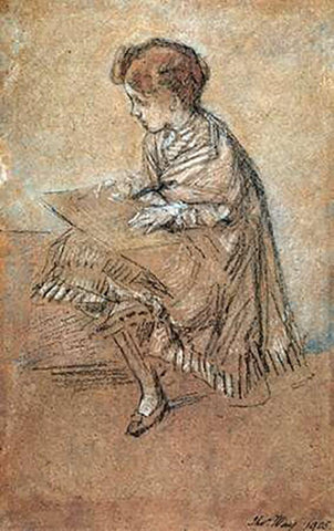 Baby Leyland 1872 Black Ornate Wood Framed Art Print with Double Matting by Whistler, James McNeill