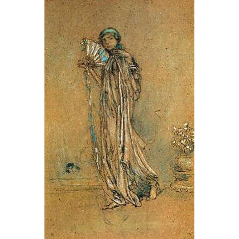 Blue And Rose The Open Fan 1890s White Modern Wood Framed Art Print by Whistler, James McNeill
