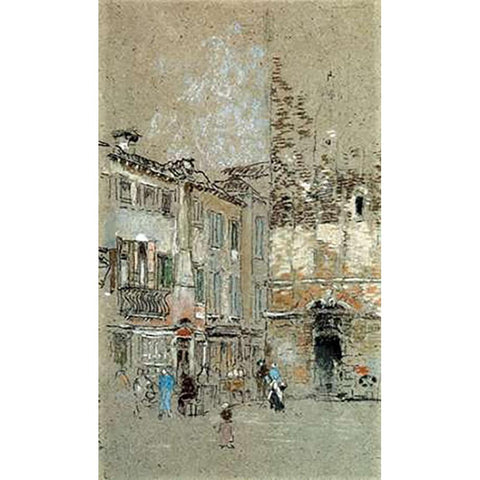 Campanile Santa Margharita 1880 Gold Ornate Wood Framed Art Print with Double Matting by Whistler, James McNeill
