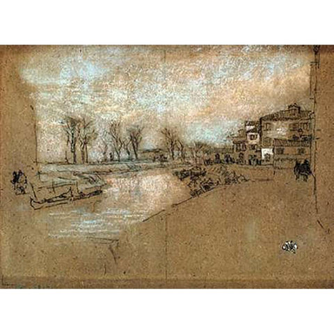 Campo Sta Martin Winter Evening Black Modern Wood Framed Art Print by Whistler, James McNeill