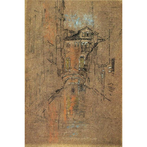 Canal 1879 Black Modern Wood Framed Art Print by Whistler, James McNeill