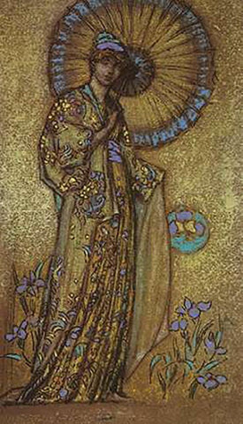 Design For A Mosaic 1888 Black Ornate Wood Framed Art Print with Double Matting by Whistler, James McNeill