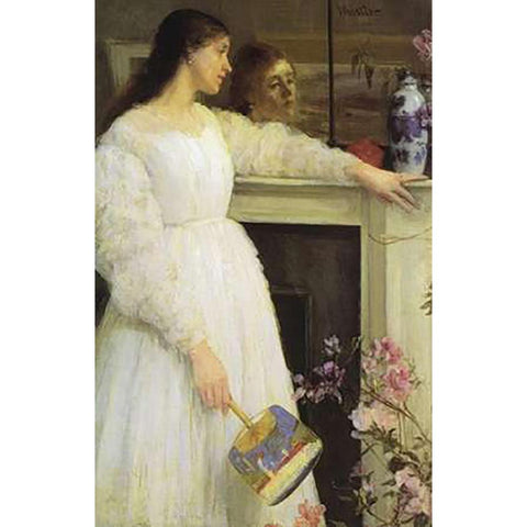 Girl In White Gold Ornate Wood Framed Art Print with Double Matting by Whistler, James McNeill