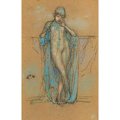 Harmony In Blue And Violet Black Modern Wood Framed Art Print by Whistler, James McNeill