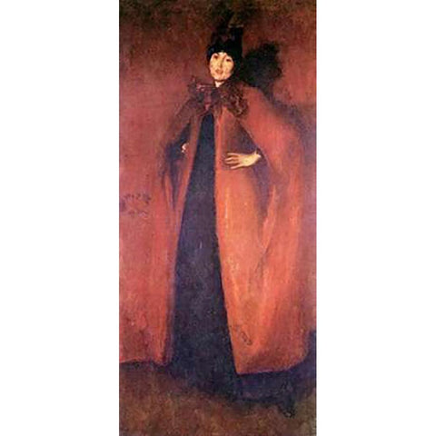Harmony In Red Gold Ornate Wood Framed Art Print with Double Matting by Whistler, James McNeill