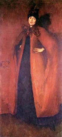 Harmony In Red Black Ornate Wood Framed Art Print with Double Matting by Whistler, James McNeill