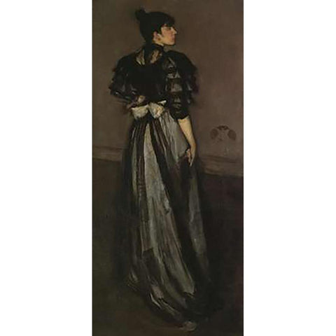 Mother Of Pearl And Silver The Andalusian 1888 Black Modern Wood Framed Art Print with Double Matting by Whistler, James McNeill