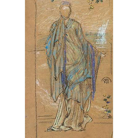 Nasturtiums 1870 Black Modern Wood Framed Art Print with Double Matting by Whistler, James McNeill