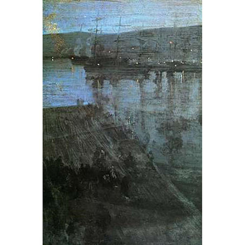 Nocturne White Modern Wood Framed Art Print by Whistler, James McNeill