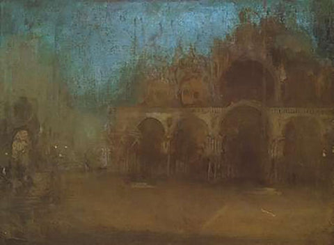 Nocturne Blue And Gold St Marks Venice 1879 White Modern Wood Framed Art Print with Double Matting by Whistler, James McNeill