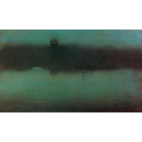 Nocturne Grey And Silver 1873 Gold Ornate Wood Framed Art Print with Double Matting by Whistler, James McNeill