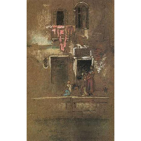 Note In Pink And Brown 1880 Black Modern Wood Framed Art Print with Double Matting by Whistler, James McNeill