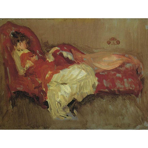 Note In Red The Siesta 1883 White Modern Wood Framed Art Print by Whistler, James McNeill