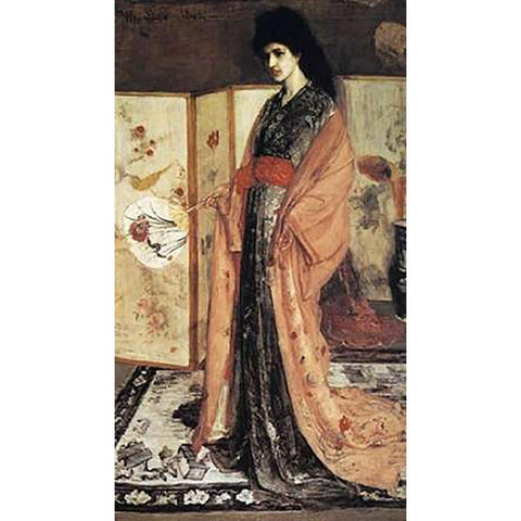 Princess From Land Porcelain Black Modern Wood Framed Art Print with Double Matting by Whistler, James McNeill