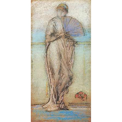 Resting 1870 Gold Ornate Wood Framed Art Print with Double Matting by Whistler, James McNeill