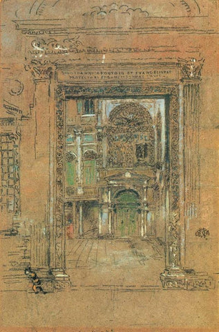 San Giovanni Apostolo Et Evangelistae 1880 White Modern Wood Framed Art Print with Double Matting by Whistler, James McNeill