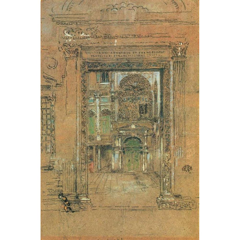 San Giovanni Apostolo Et Evangelistae 1880 Black Modern Wood Framed Art Print with Double Matting by Whistler, James McNeill