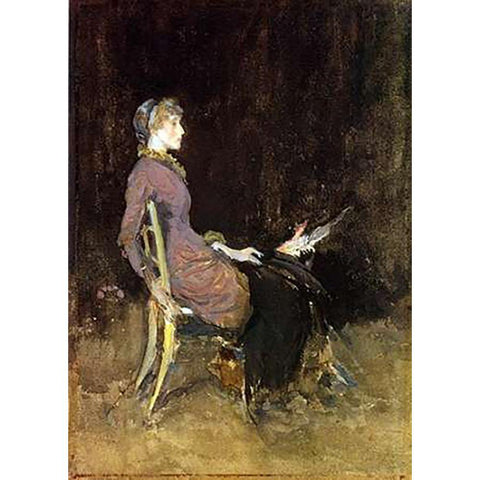 Study In Black And Gold Madge ODonoghue 1883 White Modern Wood Framed Art Print by Whistler, James McNeill