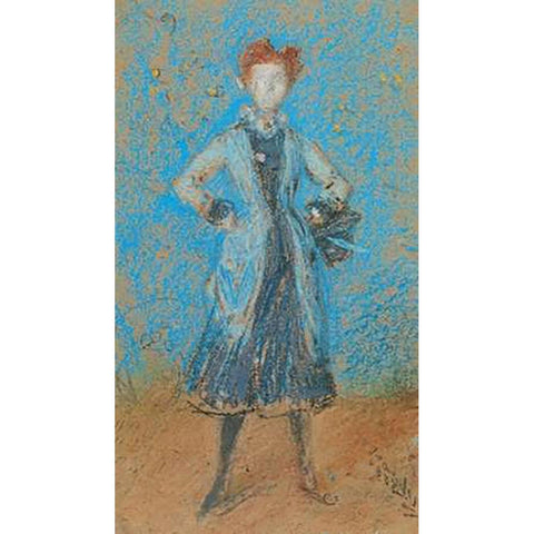 The Blue Girl 1872 Gold Ornate Wood Framed Art Print with Double Matting by Whistler, James McNeill