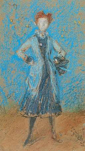 The Blue Girl 1872 White Modern Wood Framed Art Print with Double Matting by Whistler, James McNeill