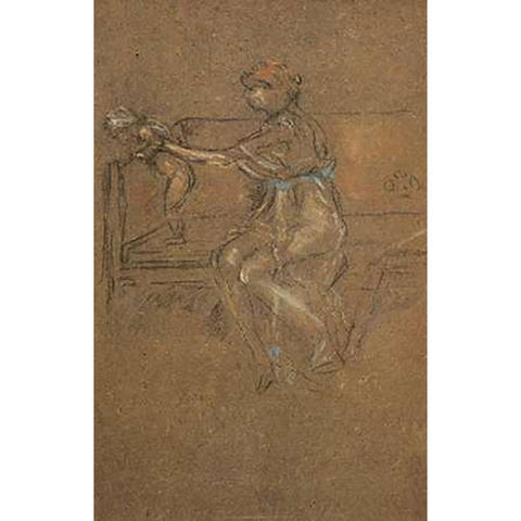 The Captive 1890 Gold Ornate Wood Framed Art Print with Double Matting by Whistler, James McNeill