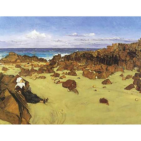 The Coast Of Brittany Or Alone With The Tide 1861 Gold Ornate Wood Framed Art Print with Double Matting by Whistler, James McNeill