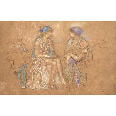 The Conversation 1890 Black Modern Wood Framed Art Print with Double Matting by Whistler, James McNeill