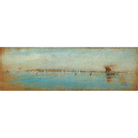 The Isles Of Venice 1880s Gold Ornate Wood Framed Art Print with Double Matting by Whistler, James McNeill