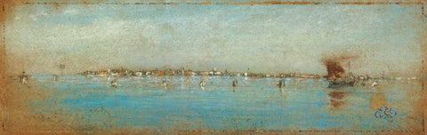 The Isles Of Venice 1880s Black Ornate Wood Framed Art Print with Double Matting by Whistler, James McNeill