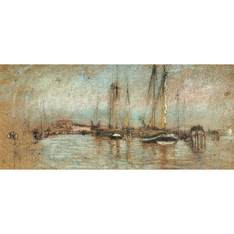 The Little Riva In Opal 1879 Gold Ornate Wood Framed Art Print with Double Matting by Whistler, James McNeill