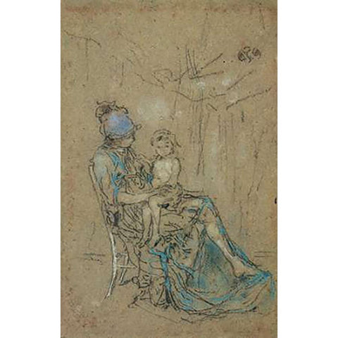 The Purple Cap 1890s Black Modern Wood Framed Art Print with Double Matting by Whistler, James McNeill