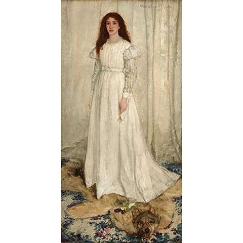 The White Girl Gold Ornate Wood Framed Art Print with Double Matting by Whistler, James McNeill